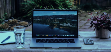 Laptop on outdoor table