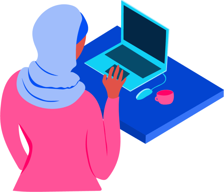 Illustration of person working on Laptop